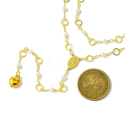 Brass & Round Glass Double Layer Necklaces NJEW-JN04989-1
