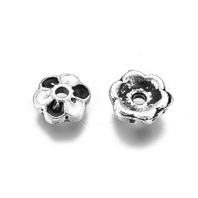 Antique Silver Plated Alloy Enamel Bead Caps LS-ENAM-J189-07AS-02-1