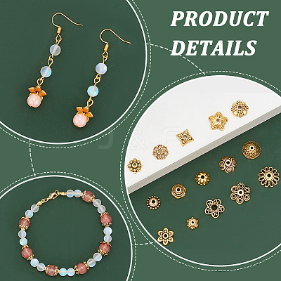 360Pcs 15 Style Tibetan Style Alloy Caps FIND-PH0018-49-1