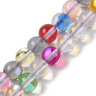 Electroplated Synthetic Moonstone Beads Strands G-C131-A01-01-1