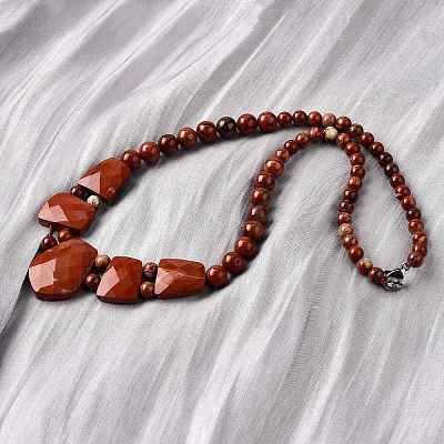 Natural Red Jasper Faceted Bib Graduated Beaded Necklaces for Women NJEW-B128-01O-1