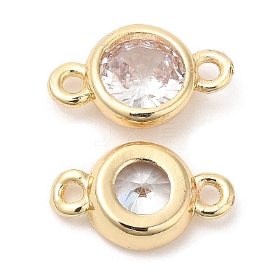 Eco-Friendly Rack Plating Brass Pave Clear Cubic Zirconia Connector Charms KK-A186-06LG-1
