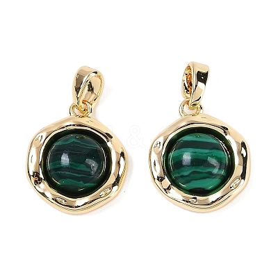 Synthetic Malachite Flat Round Charms KK-U043-42G-C-1