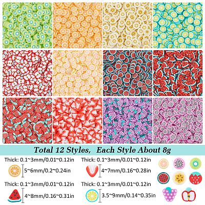 96G 12 Styles Handmade Polymer Clay Cabochons CLAY-SC0001-89-1