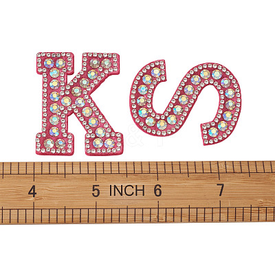 Alphabet Resin Rhinestone Patches DIY-TAC0005-45C-1