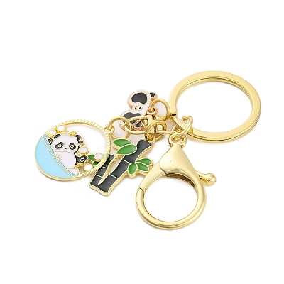 Rack Plating Panda Zinc Alloy Enamel Pendant Keychain KEYC-G064-01A-1