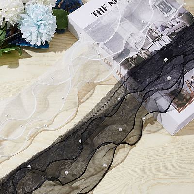 2Pcs 2 Colors Three Layer Organza Lace Trim Fabric DIY-PH0021-43-1