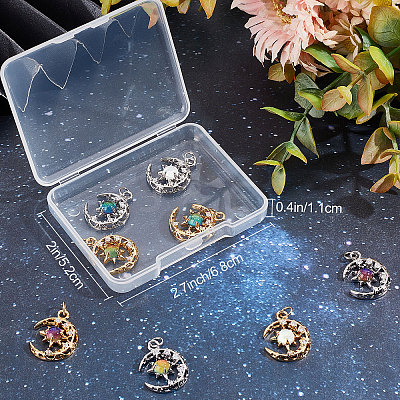 8Pcs 8 Colors Brass Micro Pave Clear Cubic Zirconia Glass Pendants KK-BBC0003-79-1