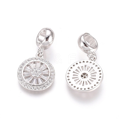 Brass Micro Pave Cubic Zirconia European Dangle Charms X-ZIRC-E163-19P-1