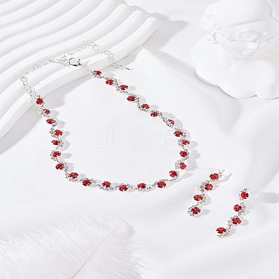 Alloy Rhinestone Necklaces & Stud Earrings Sets SJEW-LP0001-47A-1