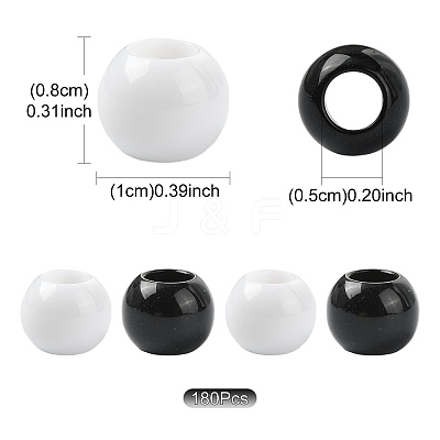 180Pcs 2 Colors Opaque Acrylic European Beads SACR-FS0001-54-1