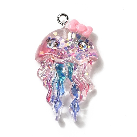 Ocean Theme Transparent Resin Pendants LS-RESI-P029-07P-B-1