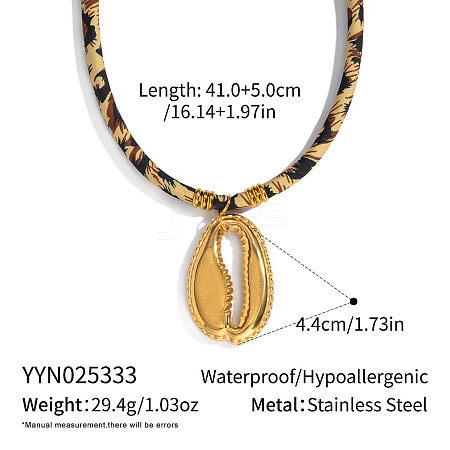 Vintage 304 Stainless Steel Pendant Leopard Print Cord Necklaces for Women HF7067-1-1