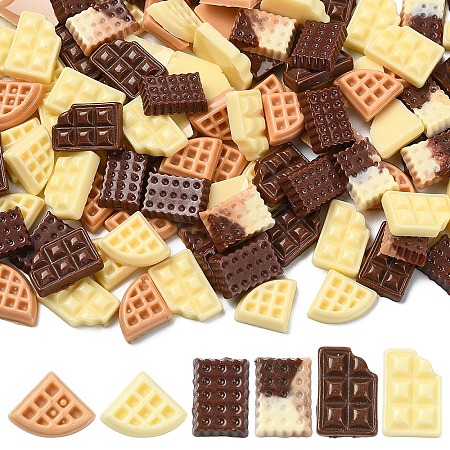 120Pcs 6 Styles Luminous Resin Imitation Chocolate Decoden Cabochons RESI-YW0004-72-1