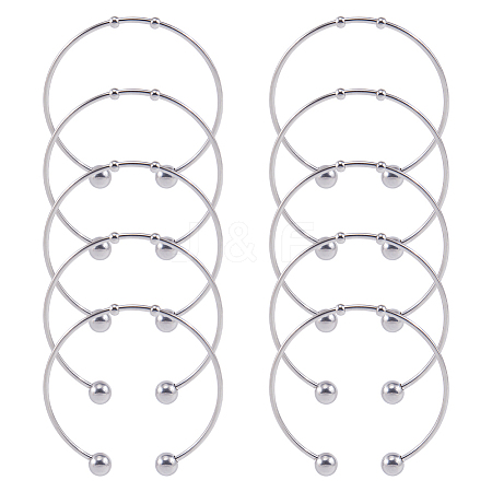 10Pcs Fashion 304 Stainless Steel Cuff Bangles Set BJEW-SC0001-20-1