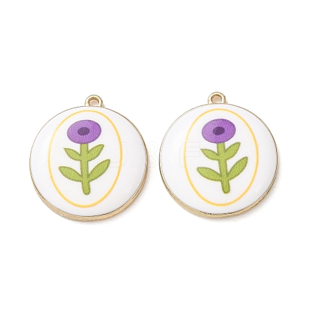 Plating Eco-Friendly Printed Alloy Pendants AL-CBAE25B-01C-G-1