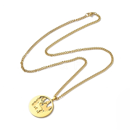 304 Stainless Steel Double Layer Pendant Necklaces LS-NJEW-D047-02G-1