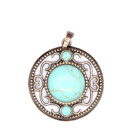 Retro Hollow Synthetic Turquoise Pendants PW-WG205B0-07-1