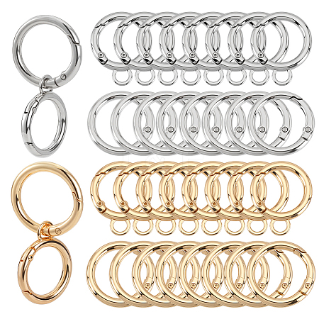 20Pcs 4 Styles Zinc Alloy Spring Gate Rings FIND-GA0007-10-1