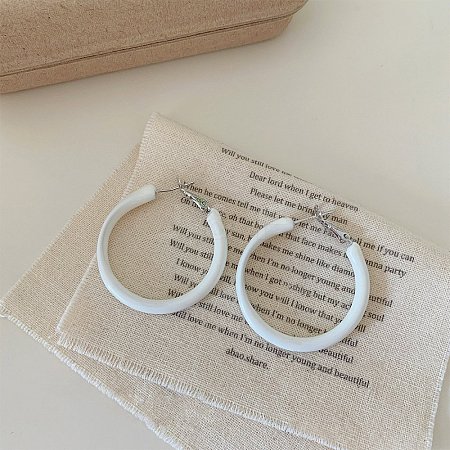 Alloy Epoxy Hoop Earrings FS-WG979F0-07-1