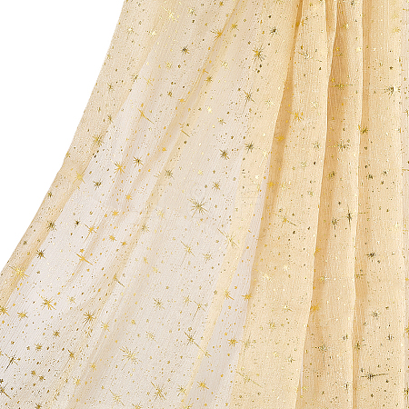 2M Star Pattern Polyester Gold Stamping Fabric AJEW-WH0061-035B-1