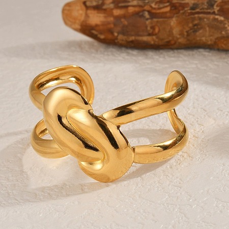304 Stainless Steel Cuff Bangles for Women BJEW-Z109-06G-1