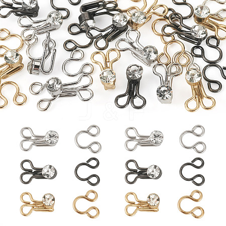 15Sets 3 Colors Alloy Rhinestone Hook and Eye Fasteners FIND-TA0006-54-1