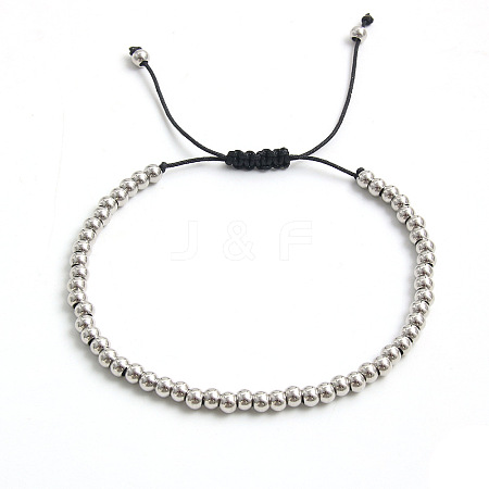 Adjustable Electroplate Titanium Stainless Steel Beads Braided Bead Bracelets for Women Men DG2907-5-1