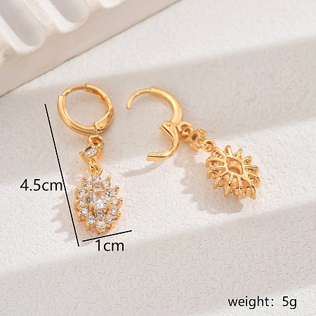 Elegant Copper Earrings with Zircon Flower for Wedding Party Dress TF1677-2-1