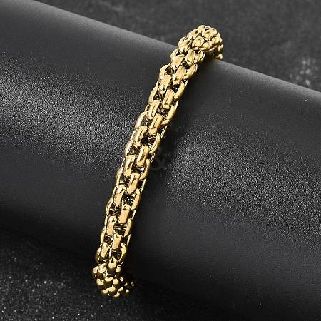 304 Stainless Steel Box Chian Bracelets for Women Men BJEW-K305-13G-1
