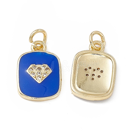 Brass Micro Pave Cubic Zirconia Charms KK-E068-VB442-1-1