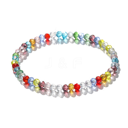 4mm Prism Faceted Rondelle Glass Beaded Stretch Bracelets for Women LS-EH2213-5-1