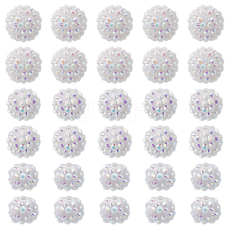 30Pcs 3 Styles Acrylic & Resin with Rhinestone Round Beads OACR-PH0004-27-1
