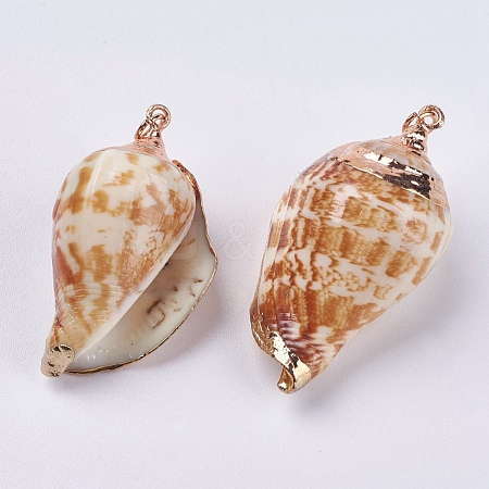 Electroplate Spiral Shell Pendants BSHE-L036-43-1