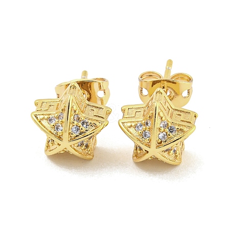 Brass Micro Pave Cubic Zirconia Ear Studs EJEW-P261-26B-G-1
