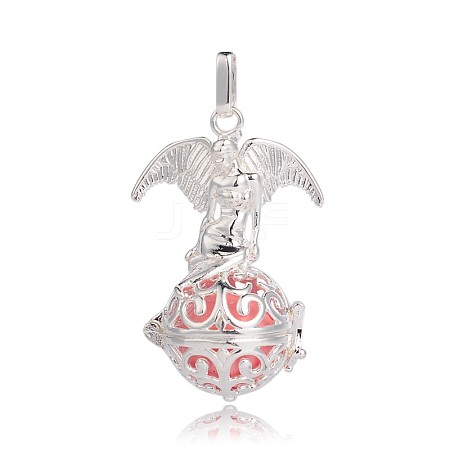 Silver Color Plated Brass Hollow Round Cage Pendants LS-KK-J248-03S-1