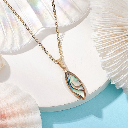 Natural Paua Shell Pendant Necklaces NJEW-JN05141-01-1