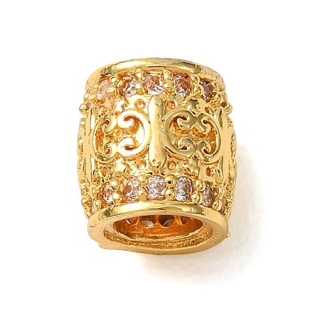 Rack Plating Brass Micro Pave Clear Cubic Zirconia European Beads KK-L215-301G-1