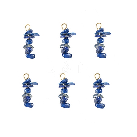 Natural Lapis Lazuli Chip Pendants PALLOY-TAC0052-08-1