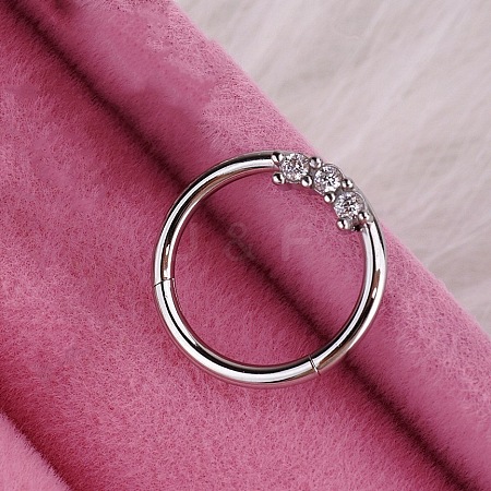 316L Stainless Steel Micro Pave Cubic Zirconia Hoop Nose Rings WG5D603-21-1