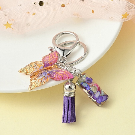 Resin Letter & Acrylic Butterfly Charms Keychain KEYC-YW00001-09-1