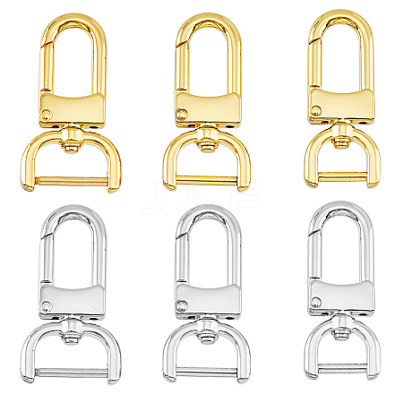 HOBBIESAY 6Pcs 6 Styles Zinc Alloy Swivel Clasps FIND-HY0003-15-1