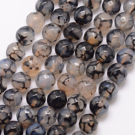 Natural Dragon Veins Agate Bead Strands G-K166-07F-8mm-04-1