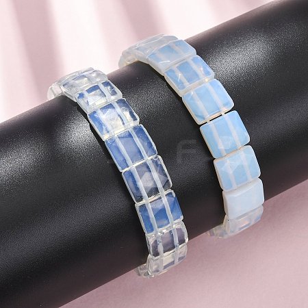 Opalite Faceted Beaded Stretch Bracelets for Women BJEW-K251-08L-1