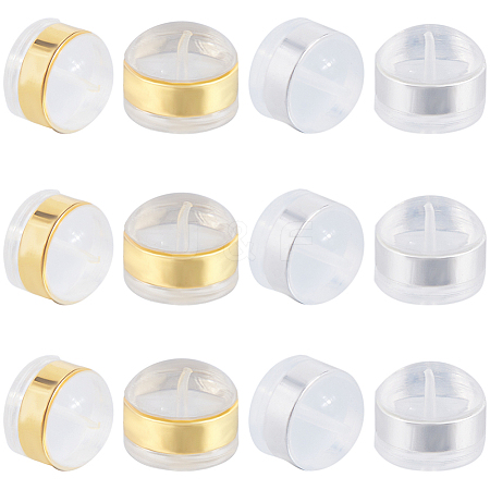 20Pcs 2 Colors Brass Rings Silicone Ear Nuts SIL-BBC0001-03-1