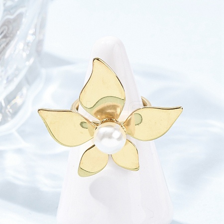 Opaque Acrylic Imitation Pearl Finger Rings RJEW-P177-03B-G-1