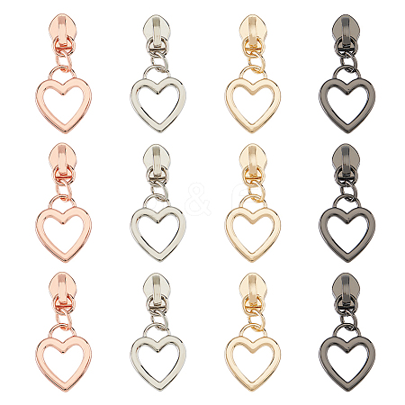 12Pcs 4 Colors Zinc Alloy Replacement Zipper Sliders FIND-FH0009-45-1