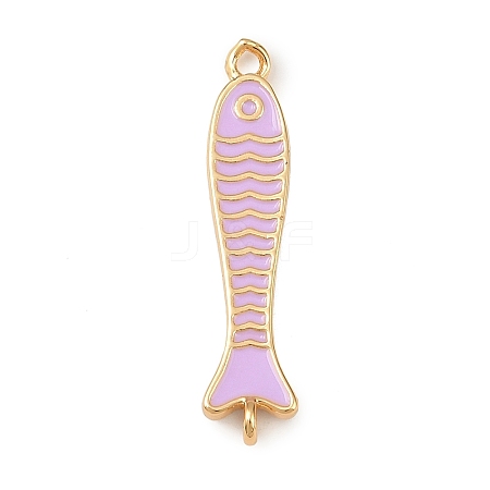Brass Enamel Fish Connector Charms KK-L255-15G-01-1