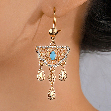 Luxurious Zinc Alloy Middle Eastern Ramadan Hollow Flower Half Round Hoop Earrings JM5202-1-1