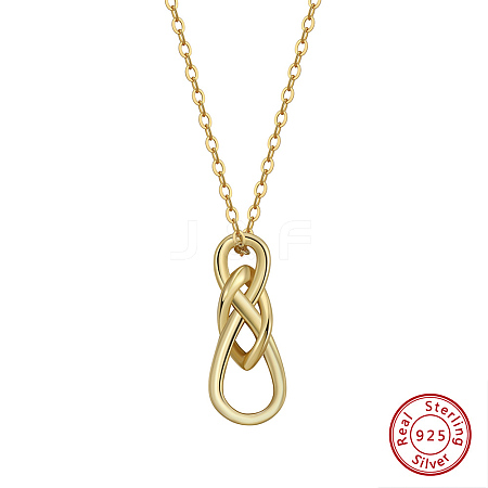 925 Sterling Silver Chinese Knot Pendant Necklaces for Women NJEW-F323-01G-1